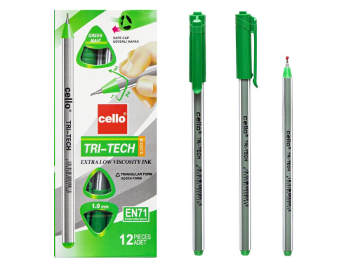 Ручка масл. "TRI-TECH" Cello CL1003-12 зелена