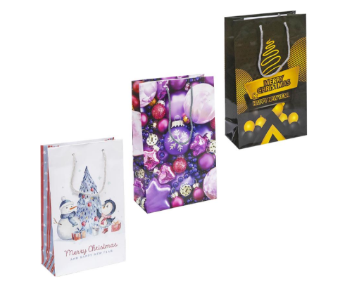 Пакет кольоровий середній "Новий Рік" 27х16х5 см 3026